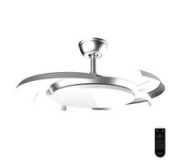 Cecotec Ventilatore da Soffitto con Luce Pale Retrattili EnergySilence Aero 4500 Puzzle Invisible Silver.30W, Motore DC, Diametro 42", LED, Telecomando, Timer, Funzione Estate/Inverno, Fresco Uniforme