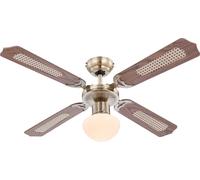 Ventilatore da Soffitto con Luce Champion Ottone Quercia Radiatore Lampada Retrò [EEK: Non valutato]