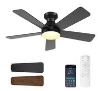 Ventilatore da Soffitto con Luce e Telecomando, 132CM Lampadario Ventilatore a Soffitto con App, Luce LED 36W Dimmerabile, 6 Velocità, Motore DC Silenzioso Reversibile, per Camera da Letto e Soggiorno