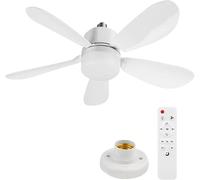 Ventilatore Da Soffitto Con Luce E Telecomando, 52/42cm Lampada Con Ventilatore Da Dimmable Led Ceiling Light With Timer 5 Blades Silent 3 Speeds For Living Room, Dormitory, Bedroom (52cm,40W+Base)