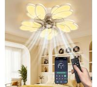 Ventilatore da Soffitto con Luce e Telecomando,64cm Lampadario Ventilatore da Soffitto Silenzioso con 6 Velocità,3000-6500K Dimmerabile,Memoria,Timer,Plafoniera LED per Soggiorno Camera da Letto