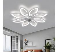 Ventilatore da Soffitto con Luce e Telecomando & APP Moderno Silenzioso Lampadario con Ventola Motore DC Estate/Inverno Modo Reversibile Dimmerabile Ventilatore con Plafoniera(Size:90*4CM【90W】,Color:W