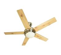 Ventilatore da soffitto con luce e telecomando Fresco 112 cm, corpo in nichel spazzolato, pale reversibili in pino e argento