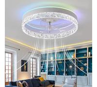 Ventilatore Da Soffitto Con Luce E Telecomando RGB, Plafoniera Con Ventilatore Reversibile Dimmerabile, Lampadario Con Ventola Timer Silenzioso 6 Velocità Moderno Per Salotto Camera-A