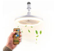 Ventilatore da Soffitto con Luce LED 10W Dimmerabile - 3 Velocità, Timer 4h e Telecomando - Diametro 25cm, Attacco E27, Potenza 55W - Luce Calda, Naturale e Fredda - Silenzioso