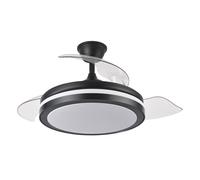 Ventilatore da Soffitto con Luce LED IluminaShop 72W 107cm Nero Motore DC 6 Velocità Pale Retrattili Telecomando