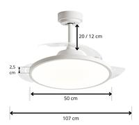Ventilatore Da Soffitto Con Luce Led Pale Scomparsa 80W Lampadario [EEK: E]