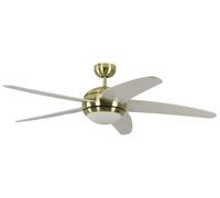 Ventilatore da Soffitto con Telecomando Lampada Ventola Ottone Bianco 132 CM [EEK: Non valutato]