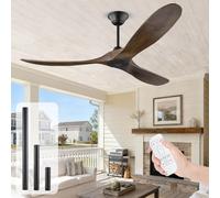 Ventilatore da soffitto da 152cm senza luce, ventilatore da soffitto in legno, ventilatore da soffitto per esterni con telecomando, motore CC reversibile silenzioso a 6 velocità