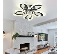 Ventilatore da soffitto da 80 cm con fiore bianco, luce e telecomando, luce LED dimmerabile/APP, motore DC silenzioso a 6 velocità, ideale per camera da letto e soggiorno, perfetto per l'estate e l'i