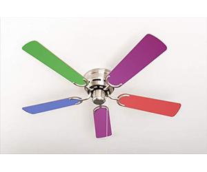 Ventilatore da soffitto extra piatto Kisa Multicolor in nichel spazzolato