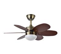 Ventilatore da soffitto Fabrilamp Alves DC Vintage con luce 20W Cuoio