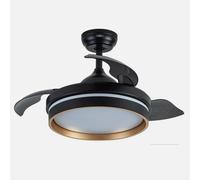Ventilatore da soffitto Fabrilamp Nalon Nero Oro LED 48W 91cm 6 velocità telecomando