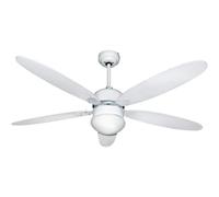 "VENTILATORE DA SOFFITTO ""IBISCO"" MAURER 5 PALE Ø124 CM BIANCO C/LUCE"