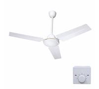 VENTILATORE DA SOFFITTO INDUSTRIALE 3 PALE Ø 120CM 65W COMANDO A MURO CASA