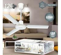 Ventilatore da soffitto INDUSTRIALE 3 pale Ø 120cm 65W comando a muro silenzioso [EEK: A+++]