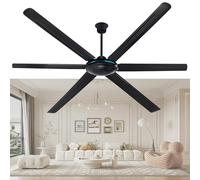 Ventilatore Da Soffitto Industriale In Metallo A 6 Pale, Ventilatore Silenzioso A 5 Velocità Adatto Per Uso Esterno E Interno(Black)