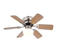 Ventilatore da soffitto Lampada da soffitto Interruttore a cavo tirante Ventilatore con rotazione oraria antioraria, 3 impostazioni di velocità, pale reversibili faggio grafite, 1x E27, DxH 76 x 28 cm