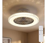 Ventilatore da Soffitto Lampada Dimmer Telecomando Dx Linkslauf Cristallo LED [EEK: Non valutato]