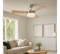 Ventilatore da Soffitto Lampada Luce MDF Nichel Vetro Nel Ritorno Pale [EEK: Non valutato]