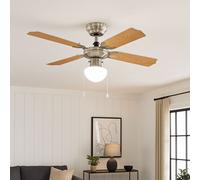 Ventilatore da Soffitto Lampada Raffreddamento Sala Pranzo MDF Argento LED D [EEK: F]