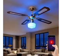 Ventilatore da Soffitto Lampada Smart LED Vocale App Cambio Regolabile D 105 CM