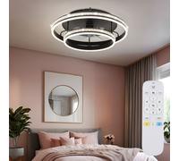 Ventilatore da Soffitto Lampada Ventilatorleuchte LED Dimmbar Nero Telecomando [EEK: F]
