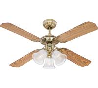 Ventilatore da Soffitto Lampada Ventola Princess Trio Ottone Antico 105 CM