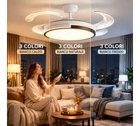 Ventilatore da Soffitto LED 120 cm Pale Retrattili Silenzioso GARANZIA ITALIANA [EEK: A+++]