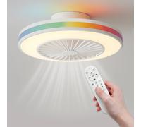 Ventilatore da soffitto LED ATOMANT con luce LED da 22W, Ø50cm, illuminazione CCT + RGB 2300LM, motore DC 30W silenzioso e a basso consumo, 6 velocità, modalità estate/inverno, timer, con telecomando,