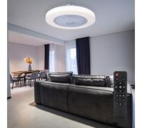 Ventilatore da Soffitto LED Lampada Regolabile Rotondo Bianco Luce Notte Timer