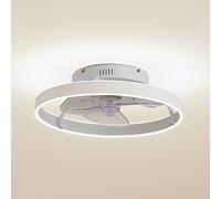 Ventilatore da soffitto LED Lindby Momitu, bianco, alluminio, Ø 50 cm LINDBY