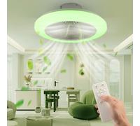 Ventilatore da soffitto LED Musik RGB Bluetooth da 50 W con illuminazione, plafoniera a LED con ventilatore, plafoniera rotonda con cielo stellato, dimmerabile