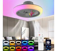 Ventilatore da soffitto LED Musik RGB Bluetooth da 50 W con illuminazione, ventilatore da soffitto a circolazione d'aria, plafoniera rotonda dimmerabile