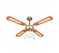 VENTILATORE SOFFITTO 4 PALE in legno con inserti paglia di Vienna dimensioni 106x106x H 30 cm-60W MARR.WINDY in Acciaio - legno Marrone Marrone