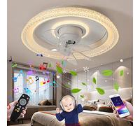 Ventilatore da Soffitto musica con Lampada e altoparlante bluetooth LED lampada da soffitto Silenzioso Fan Plafoniera Dimmerabile con Telecomando e APP Fan Ceiling Light per Camera da letto Soggiorno