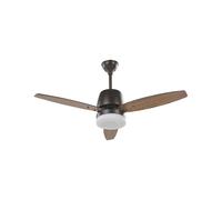 Ventilatore da Soffitto Pannello MDF Legno Scuro e Nero e Telecomando Mlava