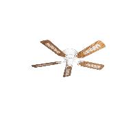 Pepeo Ventilatore da soffitto Kisa Deluxe bianco senza luce - ala quercia/noce con interruttore a tirare incluso