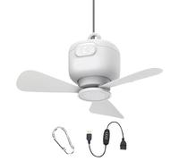 Ventilatore Da Soffitto Per Tenda - Ventilatore Da Campeggio Con Luce | Ventola A Baldacchino, Ricaricabile Tramite USB 7200mAh (1 Pezzo) Lama Staccabile 2 In 1 Supporto Da Tavolo A Parete Con Telecom