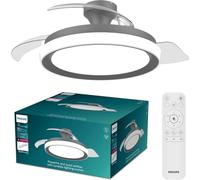 Philips Bliss Ventilatore a Soffitto con Pale Retrattili e Lampadina LED, 3 Pale, Pala Aperta 106 cm, 4.500 lm, Luce Bianca Tunabel 3.000-6.500 K, Regolabile Fino al 5%, Telecomando Incl., Nero