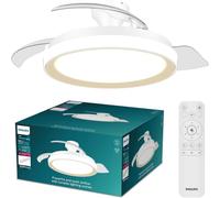 Ventilatore a Soffitto con Pale Retrattili e Lampadina LED Philips Bliss, 3 Pale, Pala Aperta 106 cm, 4.500 lm, Luce Bianca Tunabel 3.000-6.500 K, Regolabile Fino al 5%, Telecomando Incl., Oro