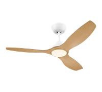 Philips Olas ventilatore a soffitto, illuminazione LED, 3 pale, 132 cm di diametro, 2650 lumen, luce bianca tunabel da 3000 K a 6500 K, intensità regolabile al 5%, telecomando incluso, bianco/legno