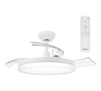 Philips Solr Ventilatore a Soffitto con Pale Retrattili e Lampadina LED, 3 Pale, Pala Aperta 106 cm, 4.500 lm, 3 Ton. Luce Bianca (2.700/4.000/5.500 K), Regol. Fino a 10%, Telecom. In ianco