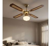 Ventilatore da Soffitto Plafoniera LED Interruttore Dx Linkslauf Braun D 105 CM