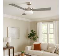 Ventilatore da Soffitto Plafoniera LED Metallo Vetro Pale Reversibile Lampada [EEK: F]