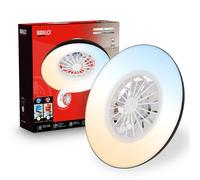 BRILONER - Ventilatore da soffitto con luce LED, telecomando, motore DC silenzioso con 5 velocità, CCT e luminosità regolabile, lampadario ventilatore da soffitto, lampadario, 48,5 cm, nero, bianco