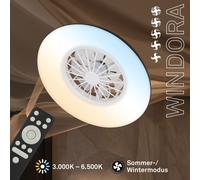 BRILONER - Ventilatore da soffitto con luce LED, telecomando, motore DC silenzioso con 5 velocità, CCT e luminosità regolabile, lampadario ventilatore da soffitto, lampadario, 48,5 cm, nero, bianco
