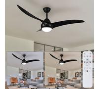 Ventilatore da Soffitto Plafoniera Ventilatore Telecomando Nero Cct Timer 1x LED [EEK: Non valutato]