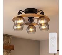 Ventilatore da Soffitto Plafoniera Ventilatorlampe Fumo Legno Telecomando Timer [EEK: Non valutato]