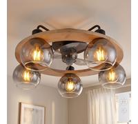 Ventilatore da Soffitto Plafoniera Ventilatorlampe Fumo Legno Telecomando Timer [EEK: Non valutato]